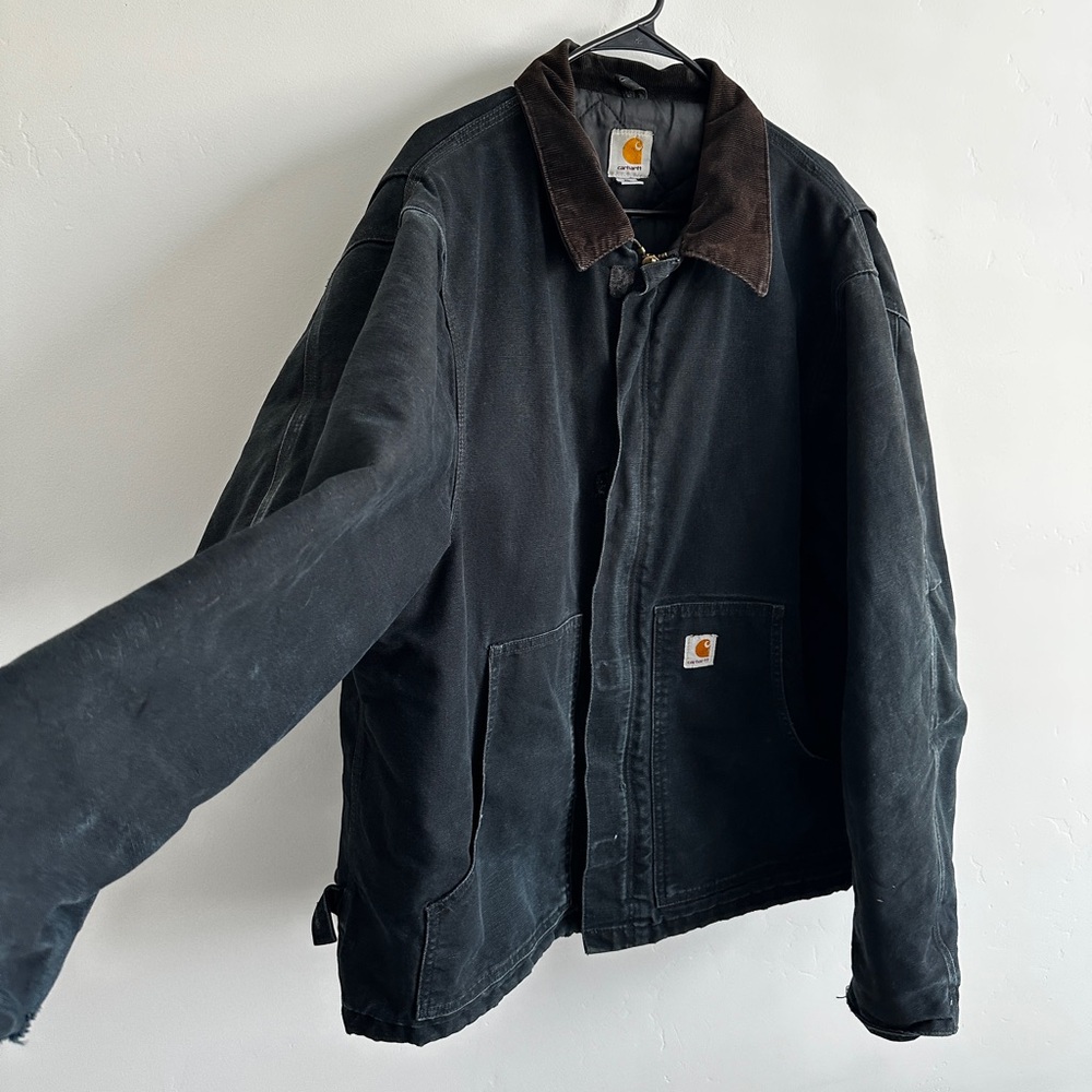 Carhartt J002 Arctic Quilt Lined Duck Canvas Work USA Jacket Black XL Tall - Picture 5 of 10